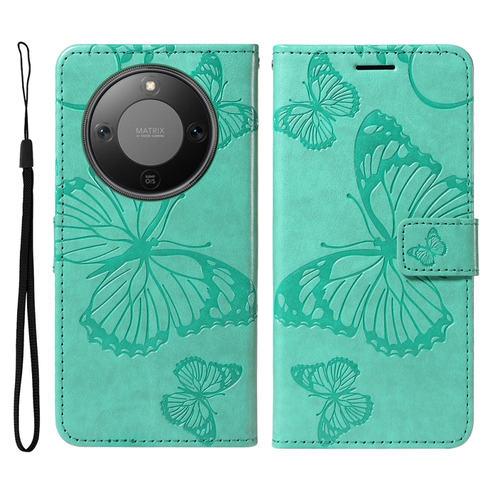 Big Butterfly knížkové pouzdro na Honor Magic 8 Lite 5G - modrozelené