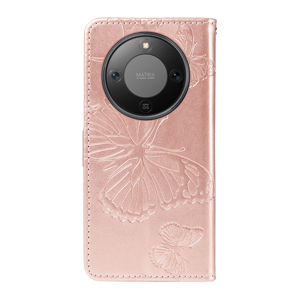 Big Butterfly knížkové pouzdro na Honor Magic 8 Lite 5G - růžovozlaté