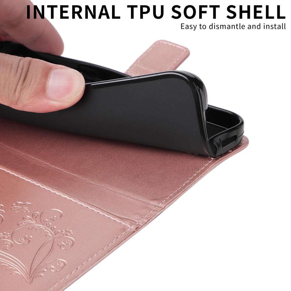 Big Butterfly knížkové pouzdro na Honor Magic 8 Lite 5G - růžovozlaté