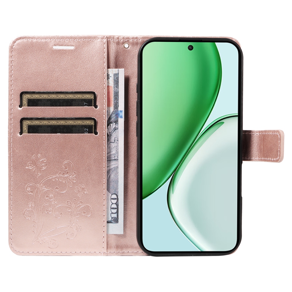 Big Butterfly knížkové pouzdro na Honor Magic 8 Lite 5G - růžovozlaté