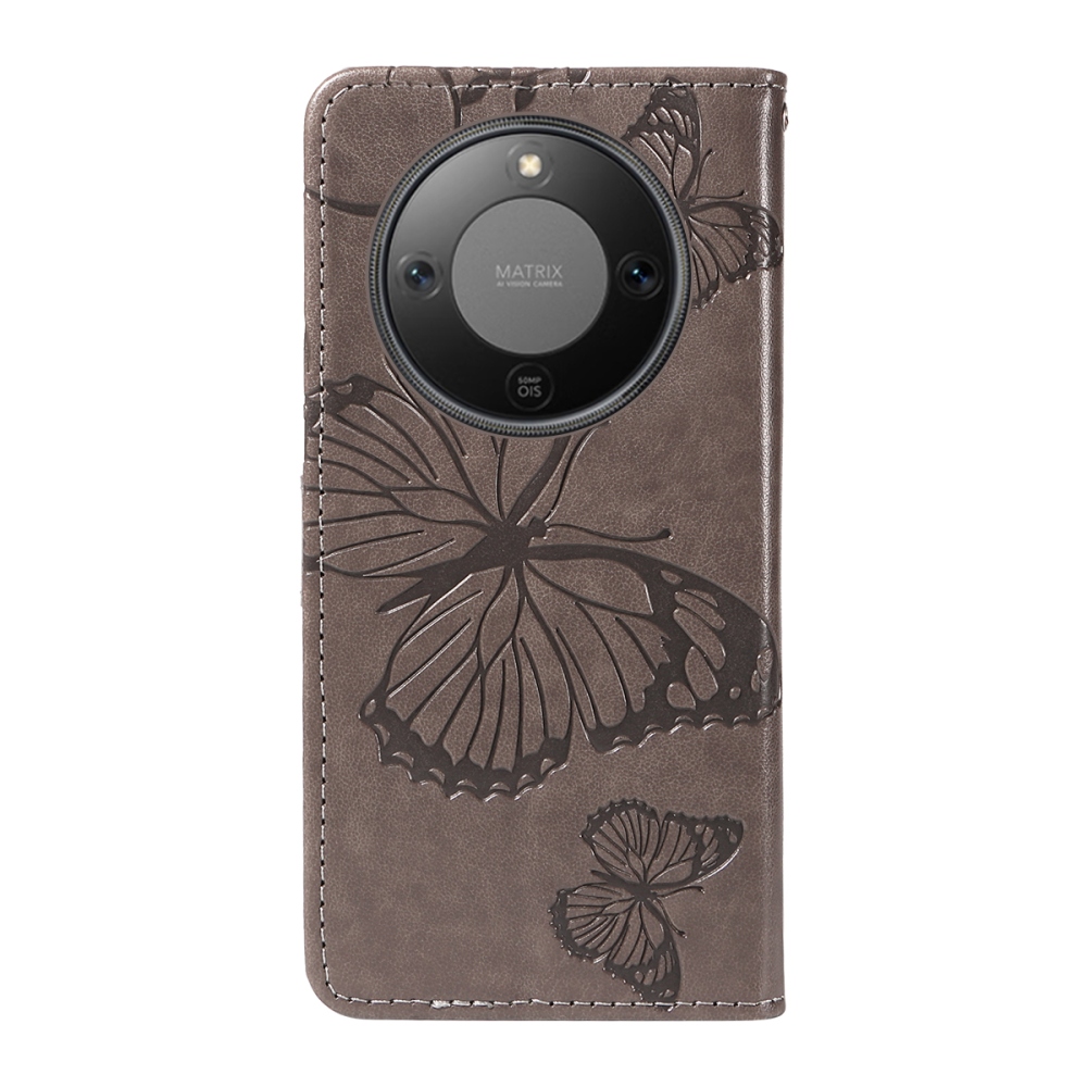 Big Butterfly knížkové pouzdro na Honor Magic 8 Lite 5G - šedé