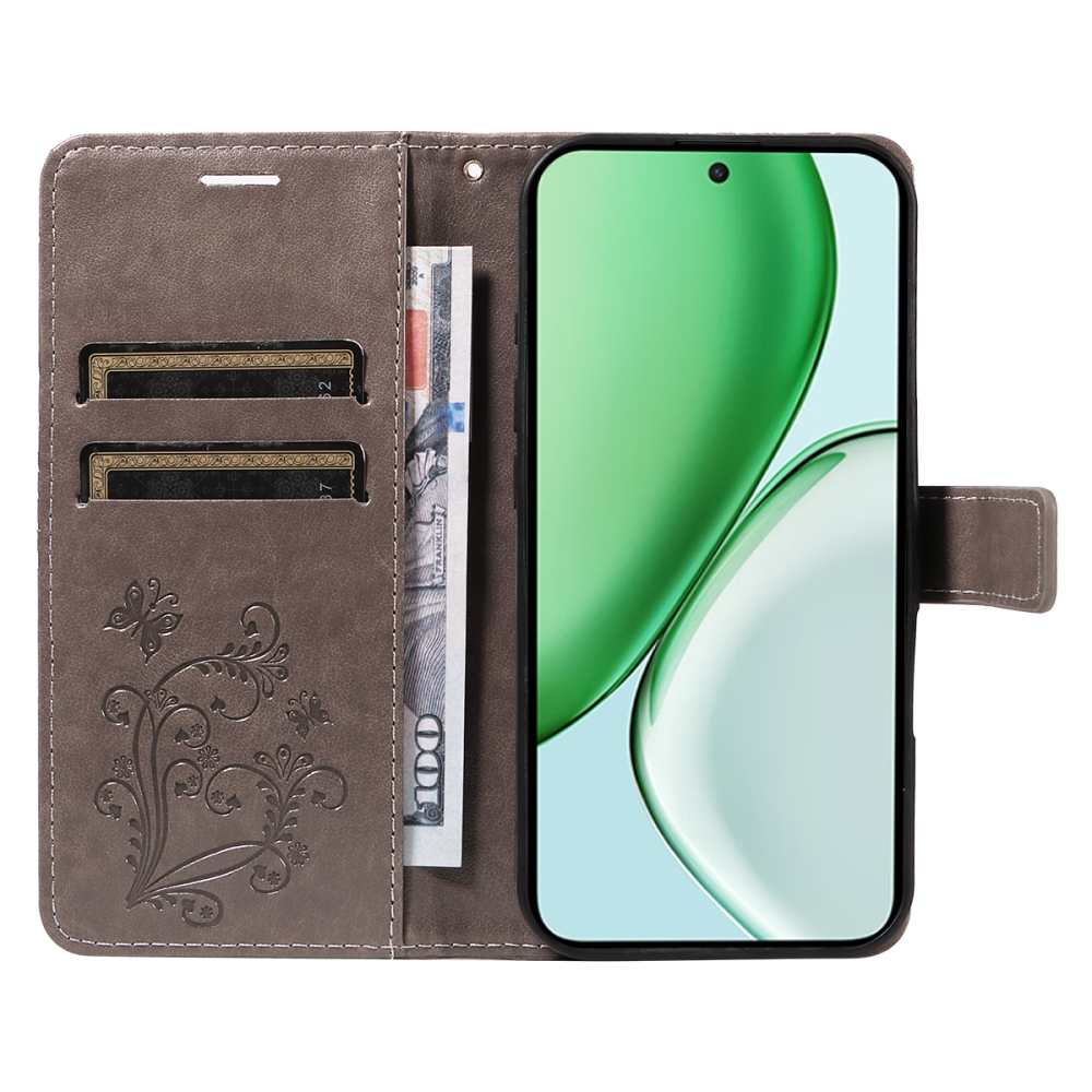 Big Butterfly knížkové pouzdro na Honor Magic 8 Lite 5G - šedé