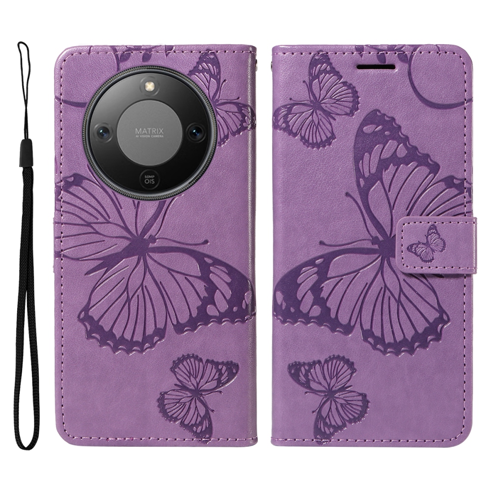 Big Butterfly knížkové pouzdro na Honor Magic 8 Lite 5G - světlefialové