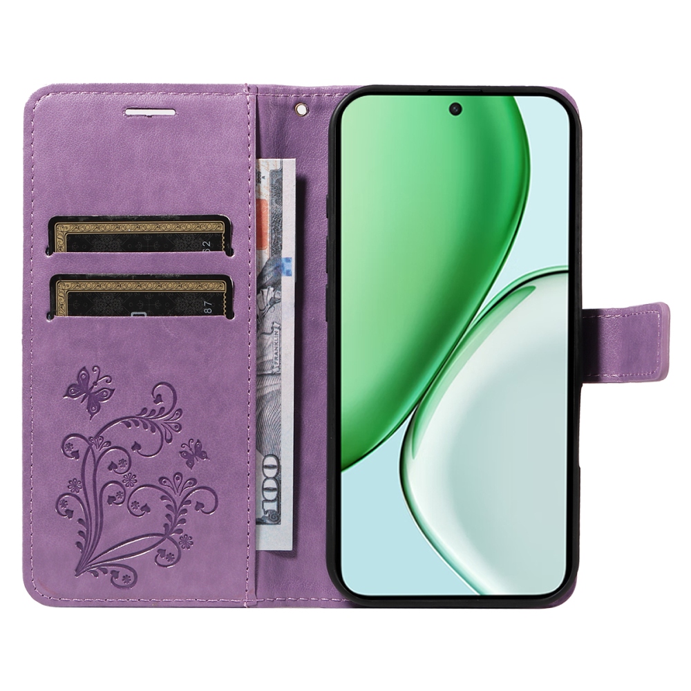 Big Butterfly knížkové pouzdro na Honor Magic 8 Lite 5G - světlefialové