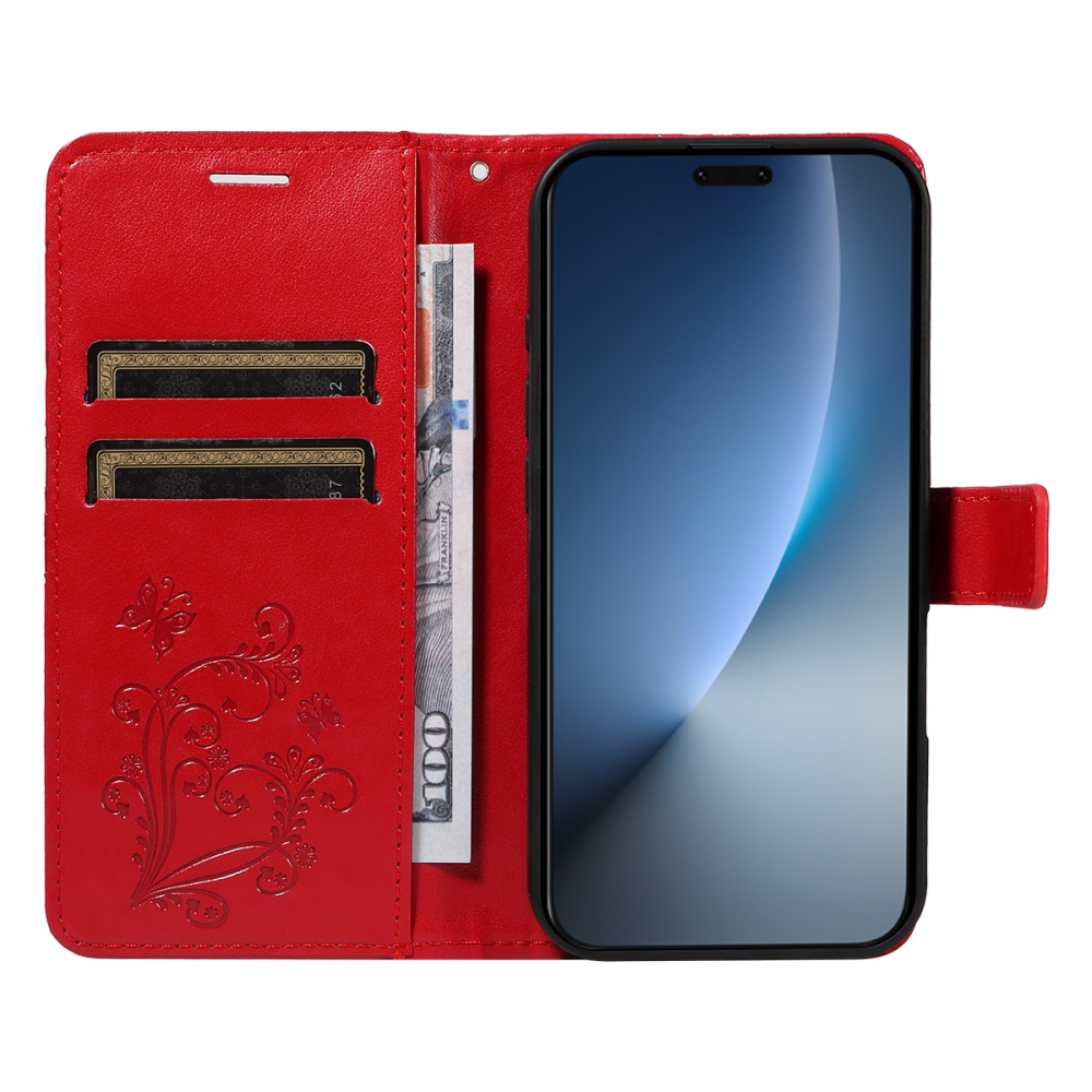 Big Butterfly knížkové pouzdro na Honor Magic 8 Pro 5G - červené