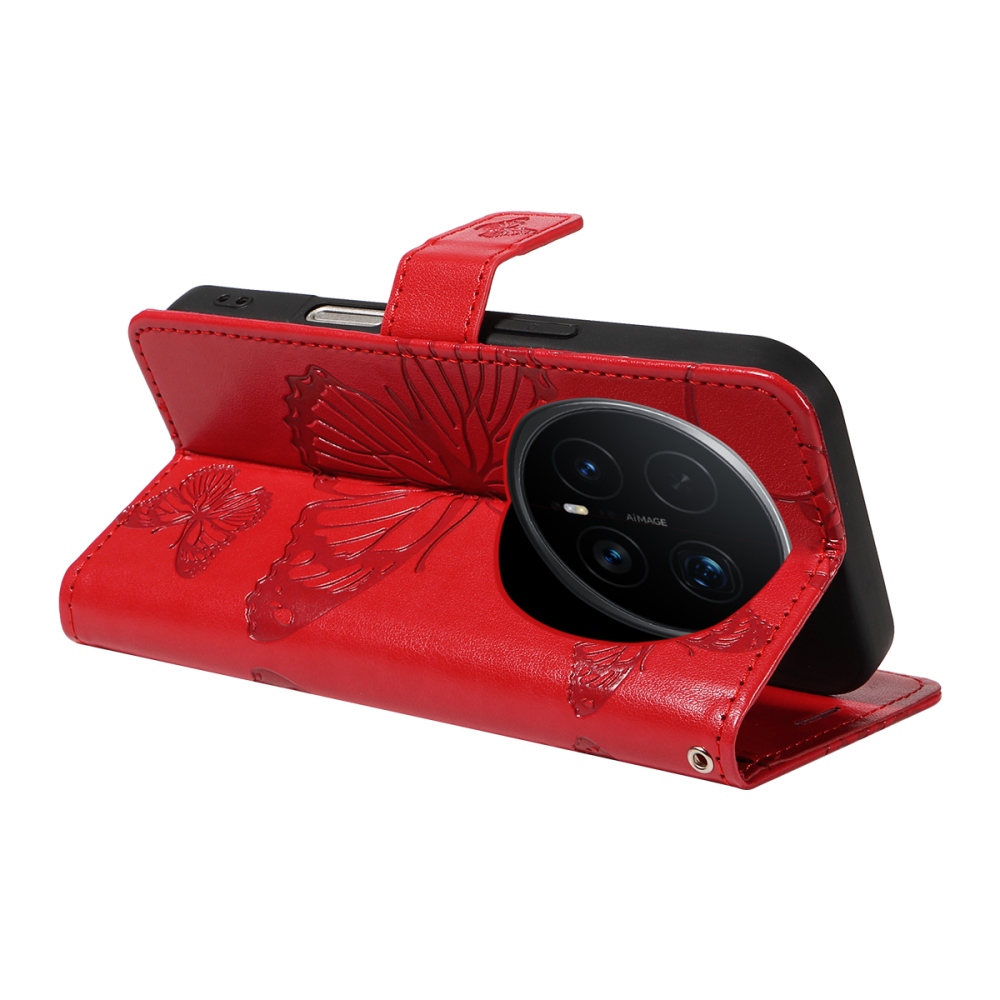 Big Butterfly knížkové pouzdro na Honor Magic 8 Pro 5G - červené
