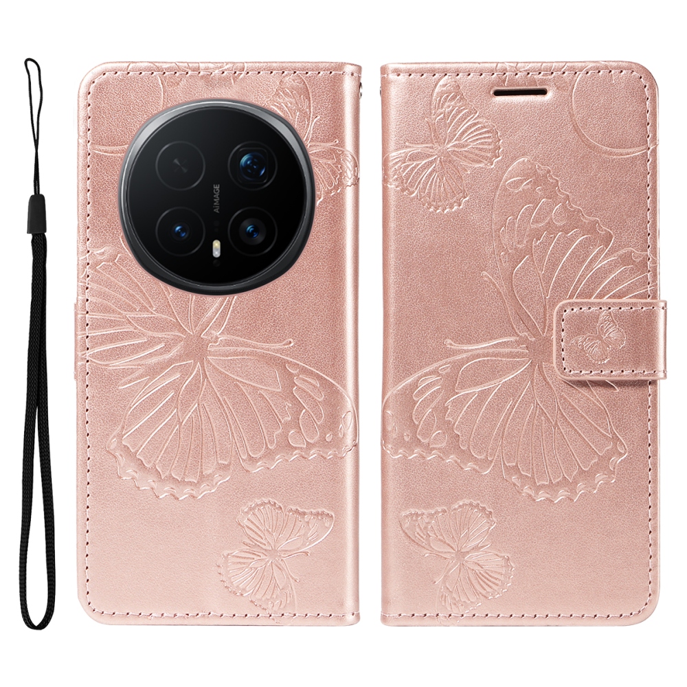 Big Butterfly knížkové pouzdro na Honor Magic 8 Pro 5G - růžovozlaté