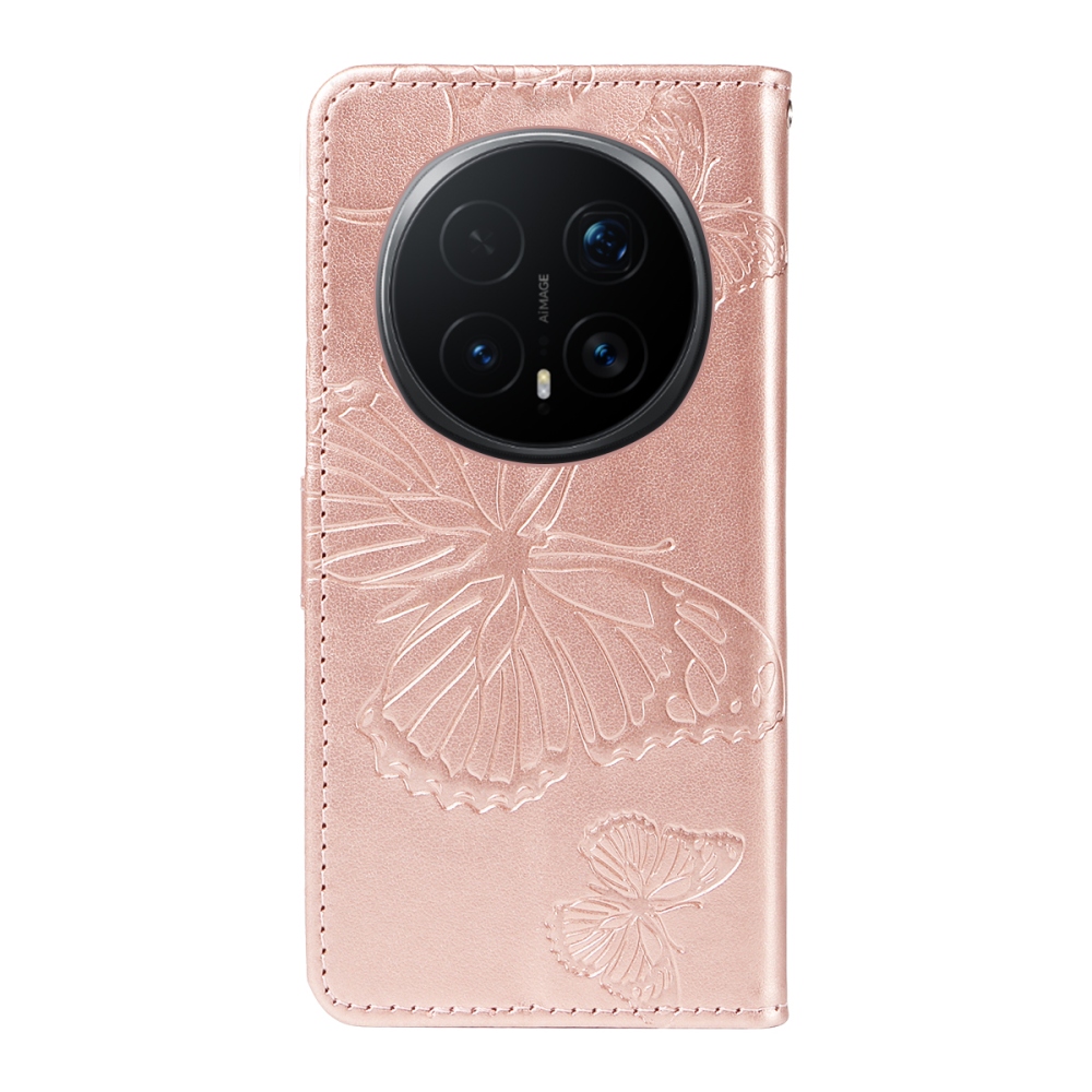 Big Butterfly knížkové pouzdro na Honor Magic 8 Pro 5G - růžovozlaté