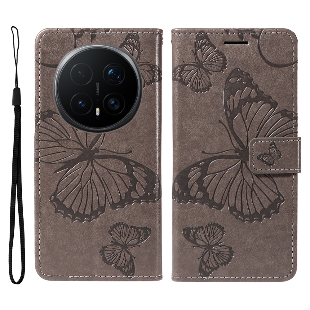 Big Butterfly knížkové pouzdro na Honor Magic 8 Pro 5G - šedé