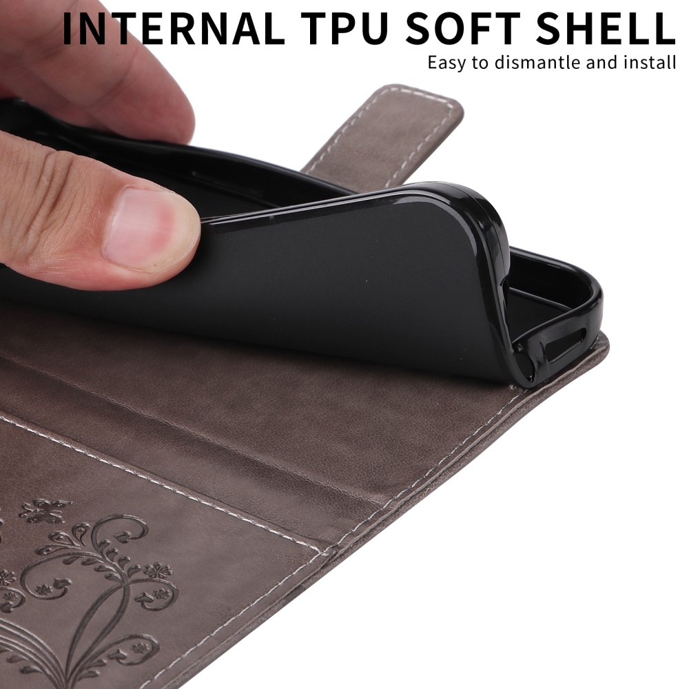 Big Butterfly knížkové pouzdro na Honor Magic 8 Pro 5G - šedé