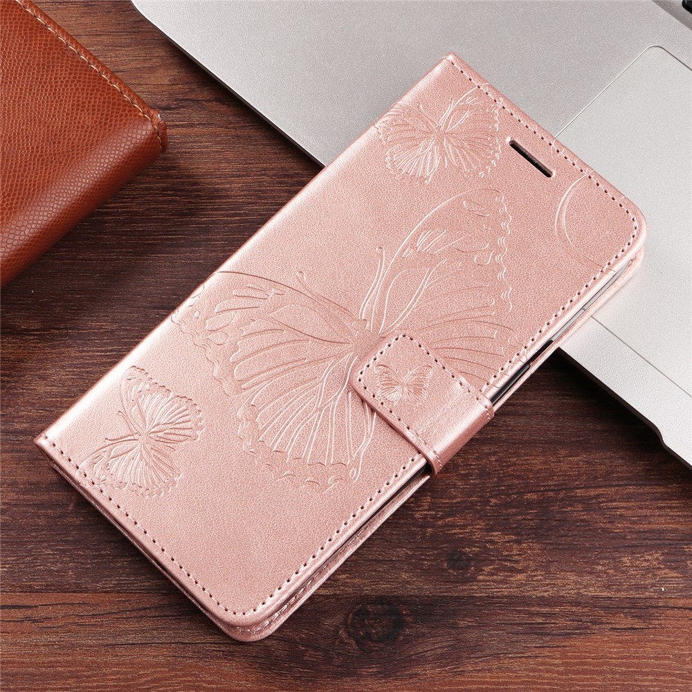 Big Butterfly knížkové pouzdro na iPhone 18 Pro Max/17 Pro Max - růžovozlaté