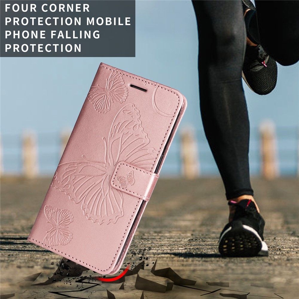 Big Butterfly knížkové pouzdro na iPhone 18 Pro Max/17 Pro Max - růžovozlaté