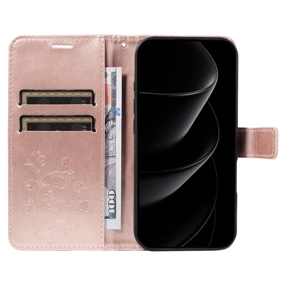Big Butterfly knížkové pouzdro na iPhone 18 Pro Max/17 Pro Max - růžovozlaté