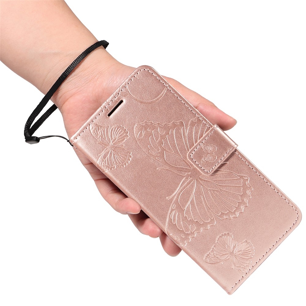 Big Butterfly knížkové pouzdro na iPhone 18 Pro Max/17 Pro Max - růžovozlaté