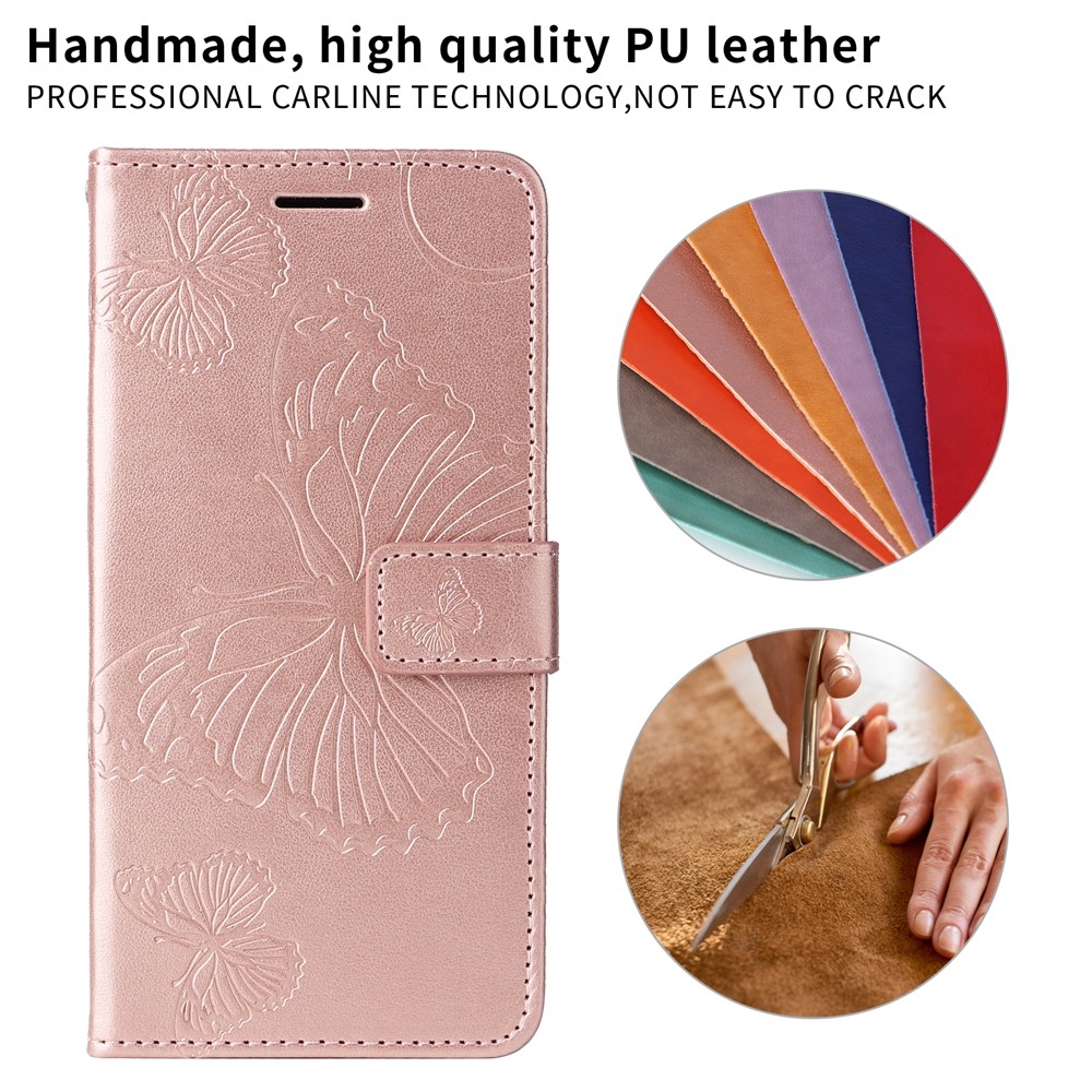Big Butterfly knížkové pouzdro na iPhone 18 Pro Max/17 Pro Max - růžovozlaté