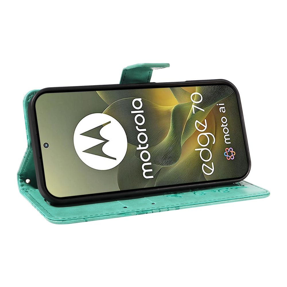 Big Butterfly knížkové pouzdro na Motorola Edge 70 5G - modrozelené