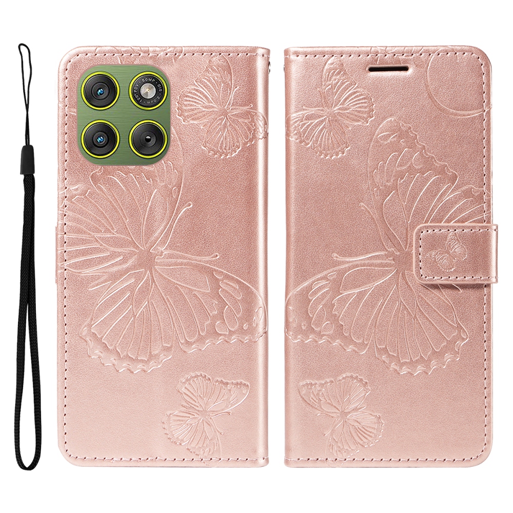 Big Butterfly knížkové pouzdro na Motorola Edge 70 5G - růžovozlaté