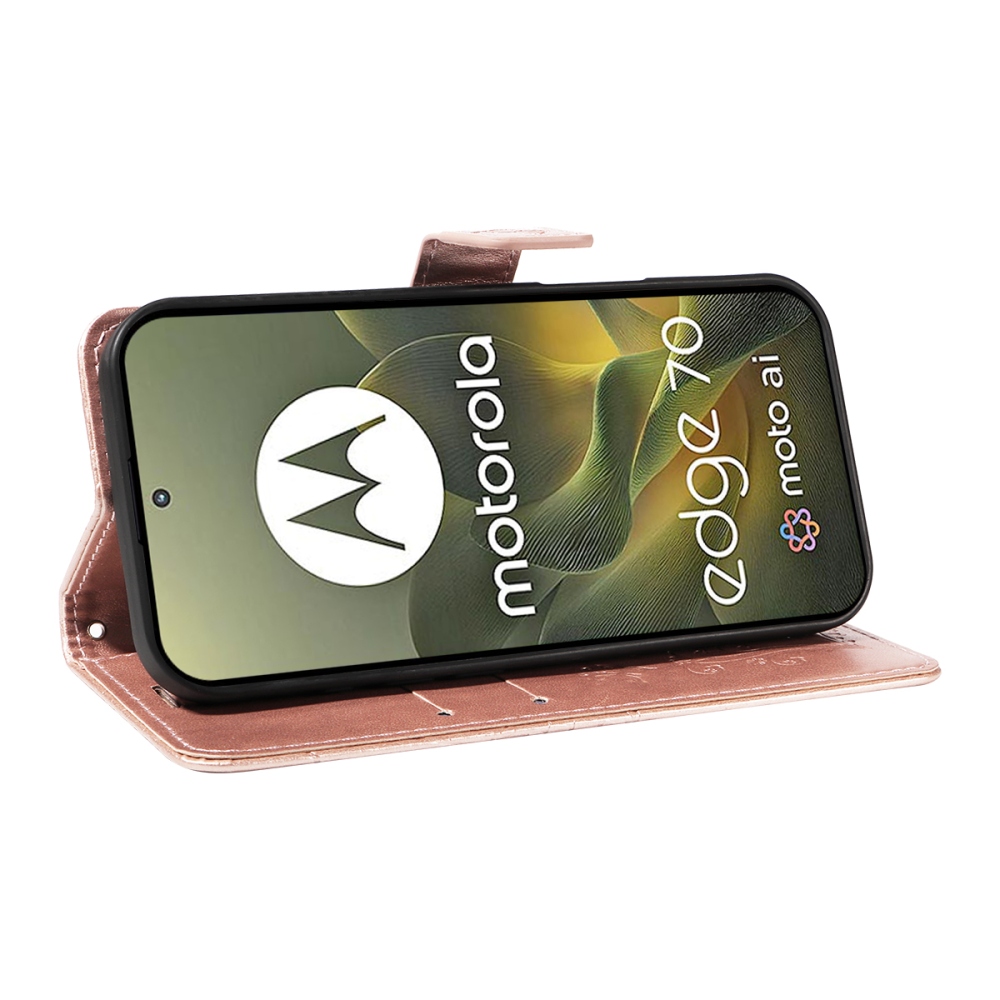 Big Butterfly knížkové pouzdro na Motorola Edge 70 5G - růžovozlaté