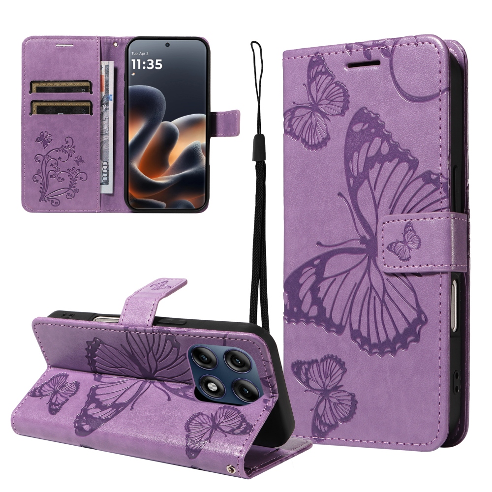 Big Butterfly knížkové pouzdro na Motorola Edge 70 Pro 5G - fialové