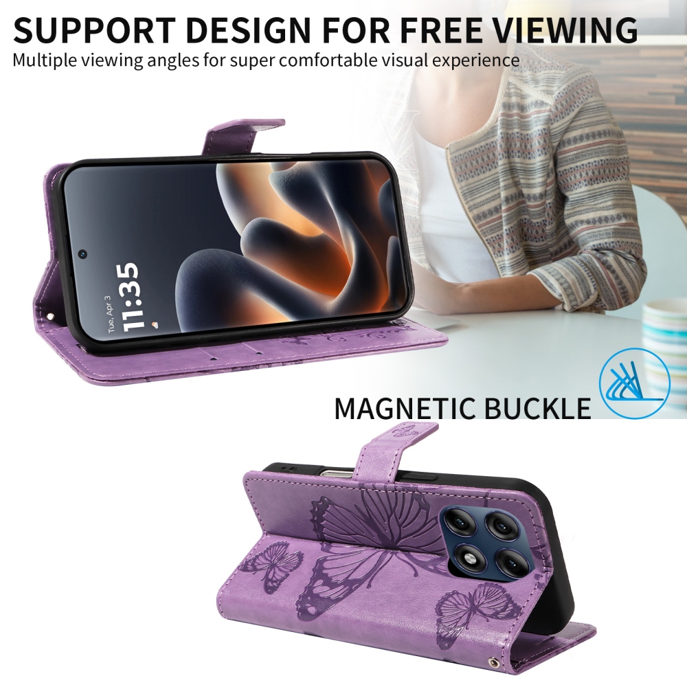 Big Butterfly knížkové pouzdro na Motorola Edge 70 Pro 5G - fialové
