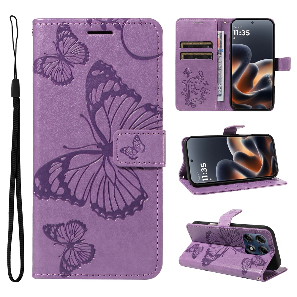 Big Butterfly knížkové pouzdro na Motorola Edge 70 Pro 5G - fialové