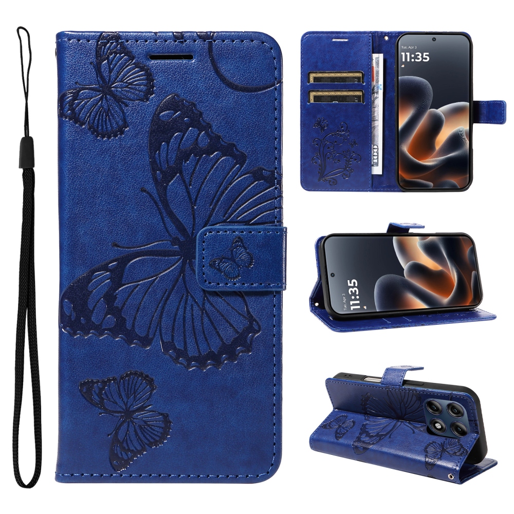 Big Butterfly knížkové pouzdro na Motorola Edge 70 Pro 5G - modré