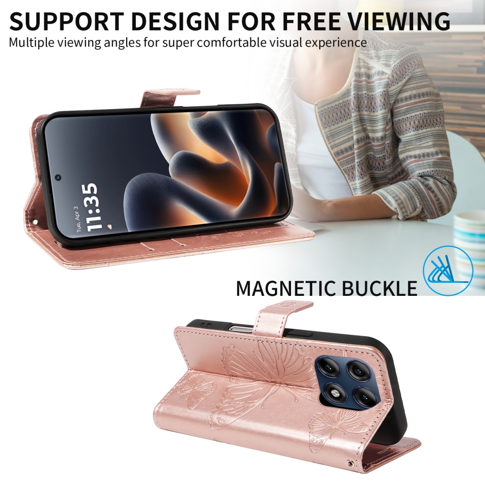 Big Butterfly knížkové pouzdro na Motorola Edge 70 Pro 5G - růžovozlaté