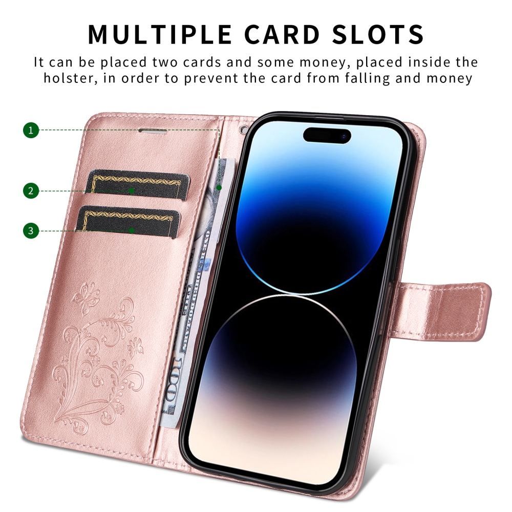 Big Butterfly knížkové pouzdro na Motorola Edge 70 Pro 5G - růžovozlaté