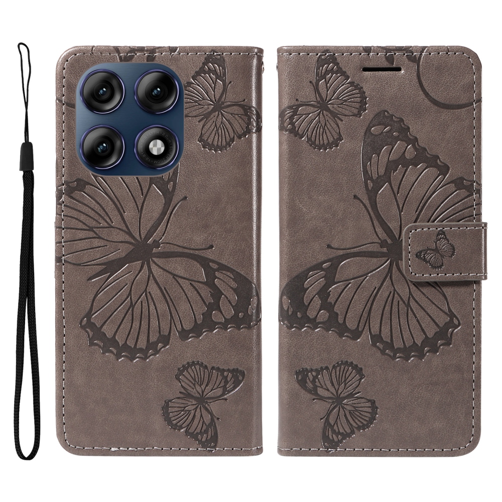 Big Butterfly knížkové pouzdro na Motorola Edge 70 Pro 5G - šedé
