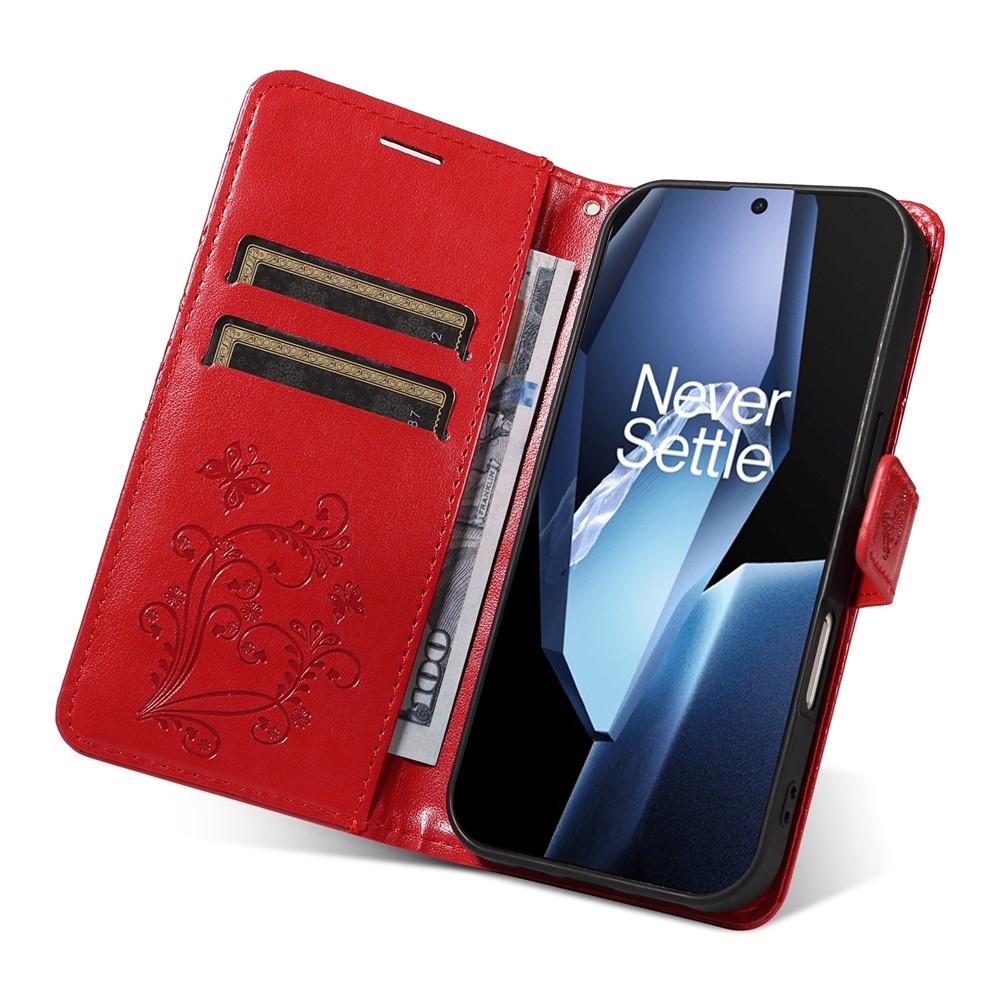 Big Butterfly knížkové pouzdro na OnePlus 13R 5G - červené