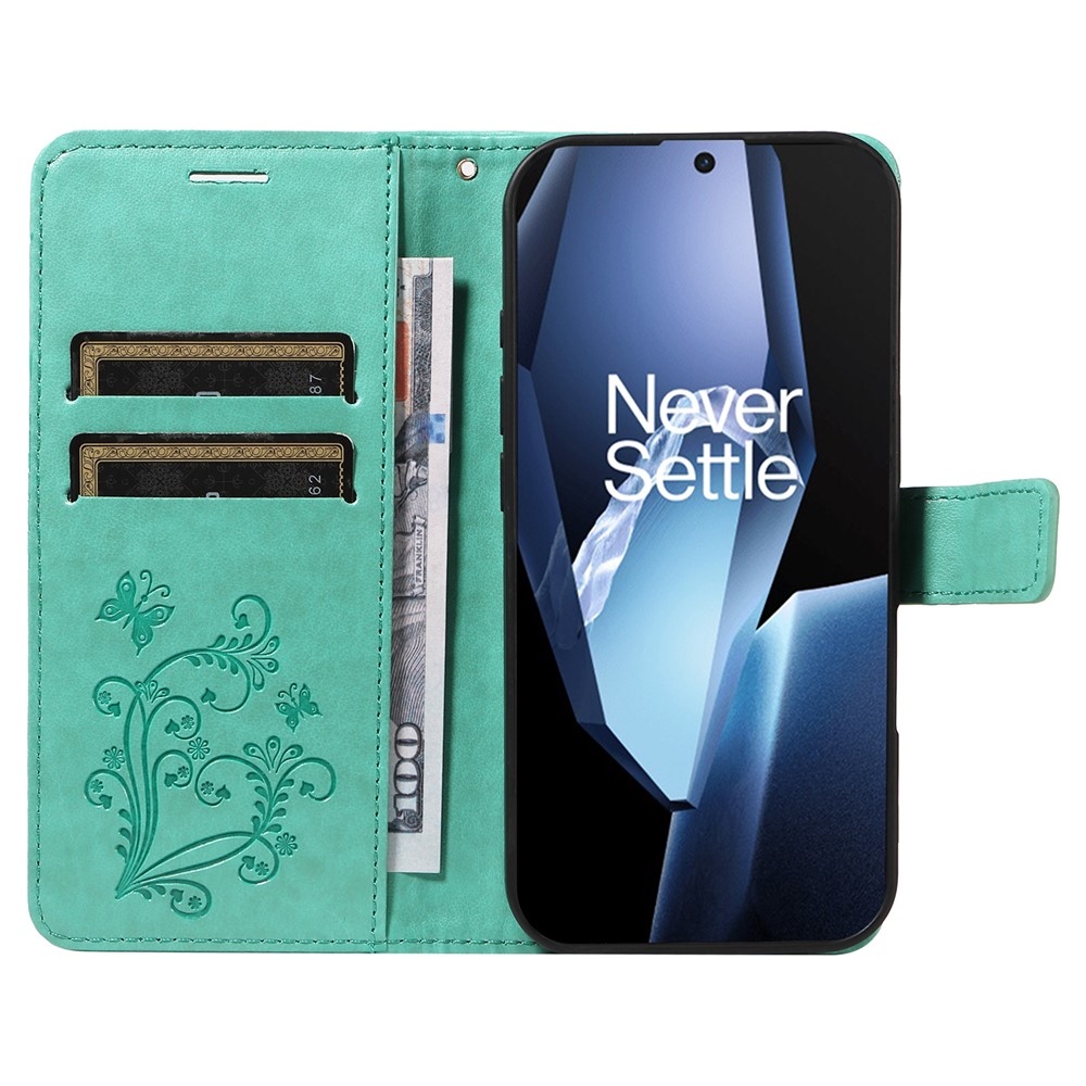 Big Butterfly knížkové pouzdro na OnePlus 13R 5G - modrozelené