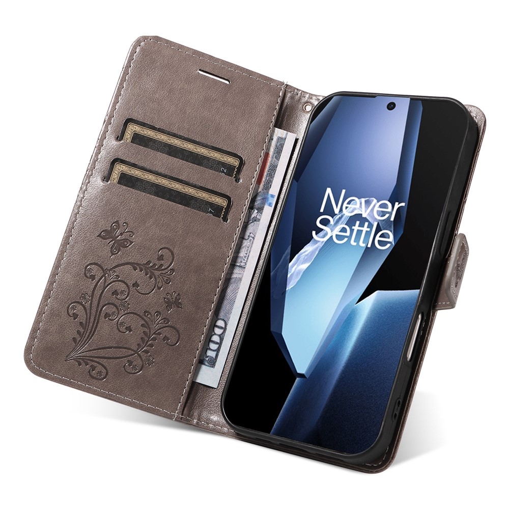 Big Butterfly knížkové pouzdro na OnePlus 13R 5G - šedé