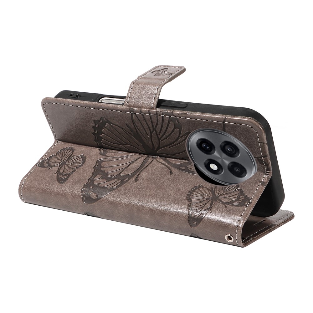 Big Butterfly knížkové pouzdro na OnePlus 13R 5G - šedé