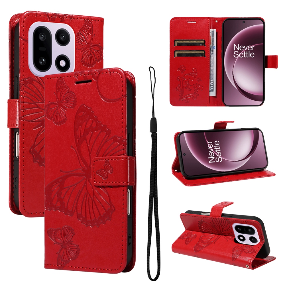 Big Butterfly knížkové pouzdro na OnePlus 15 5G - červené