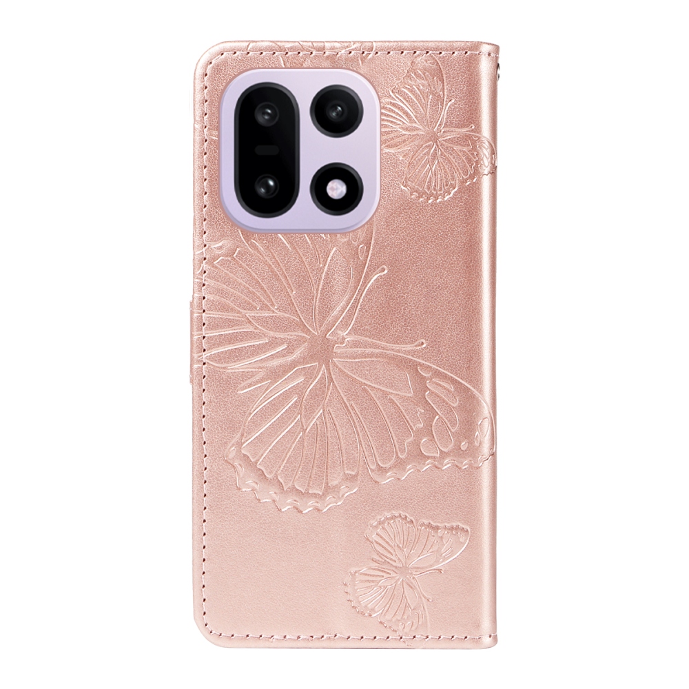 Big Butterfly knížkové pouzdro na OnePlus 15 5G - růžovozlaté