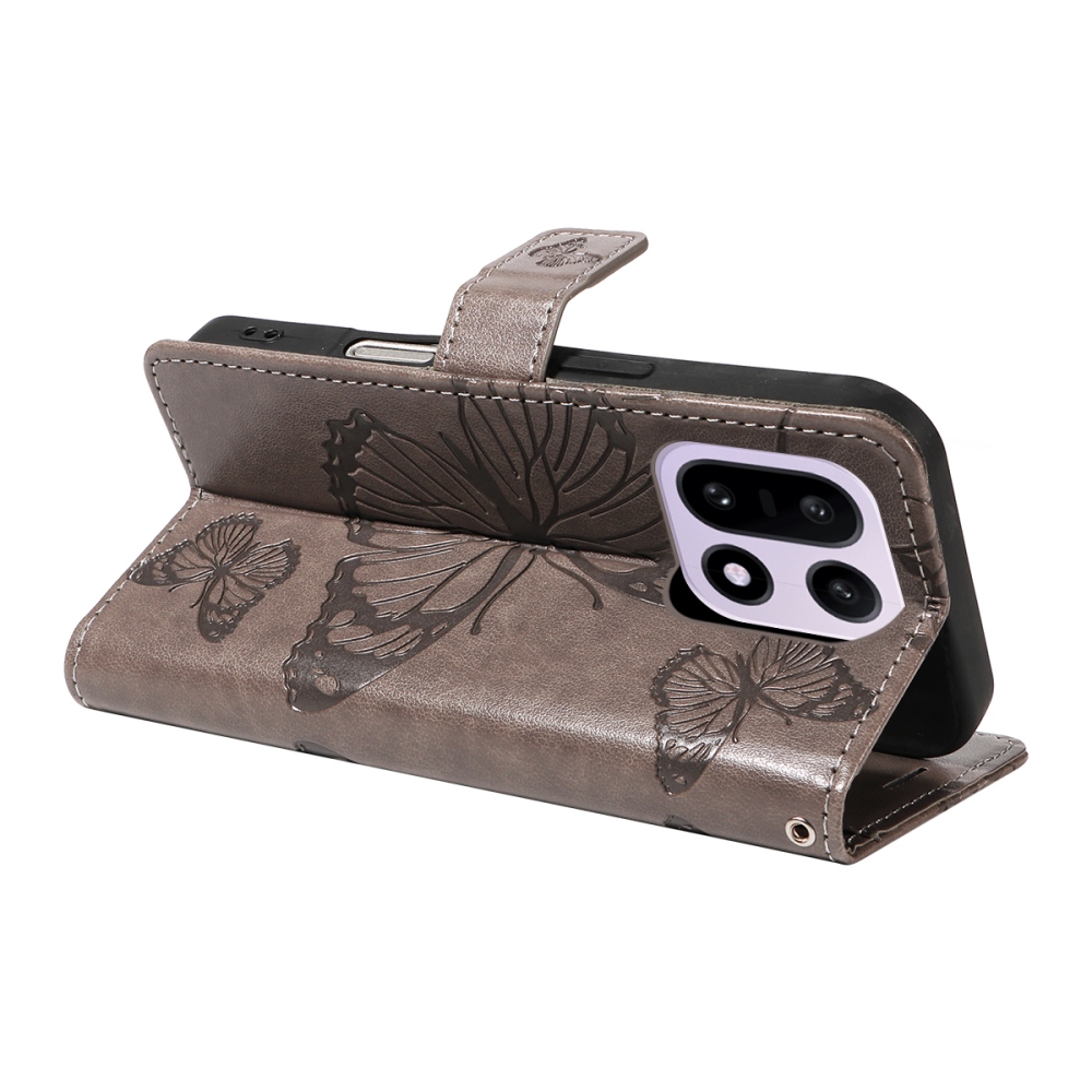 Big Butterfly knížkové pouzdro na OnePlus 15 5G - šedé