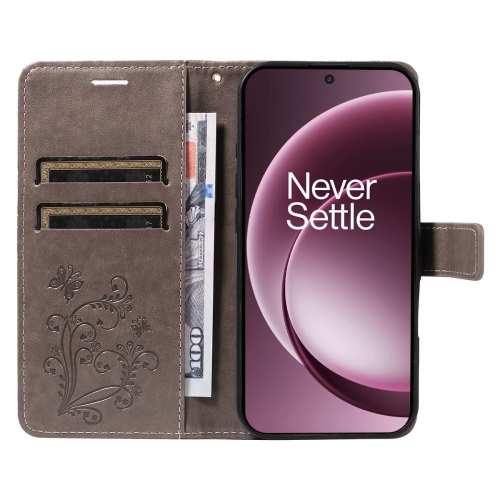 Big Butterfly knížkové pouzdro na OnePlus 15 5G - šedé