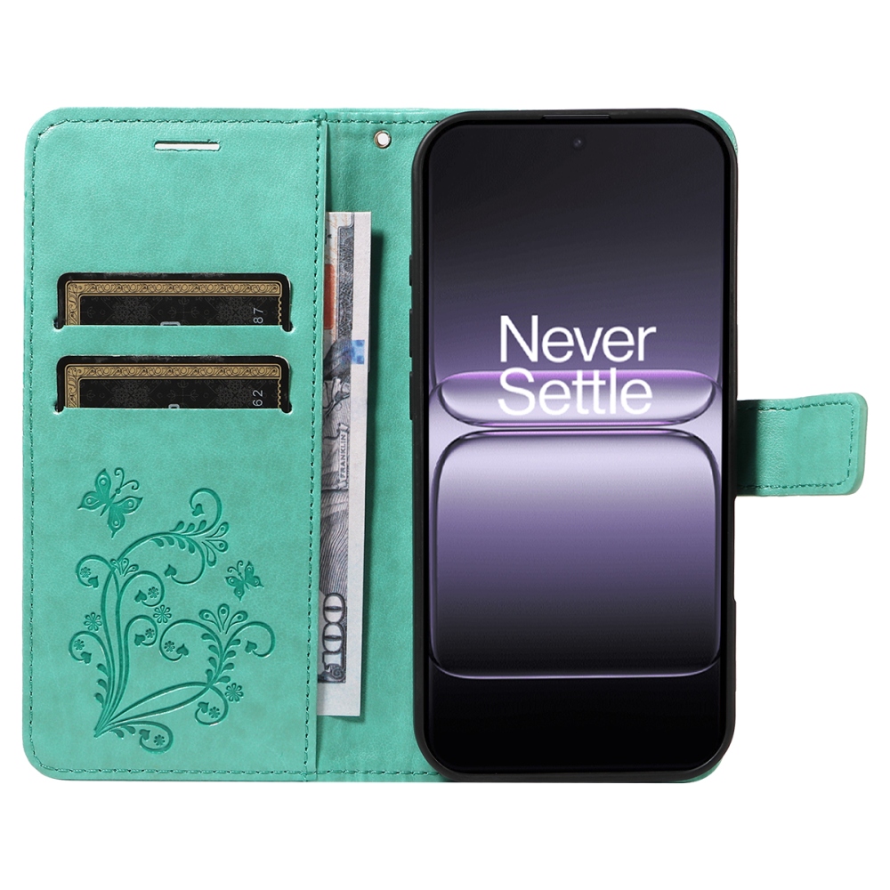 Big Butterfly knížkové pouzdro na OnePlus Nord 5 5G - modrozelené