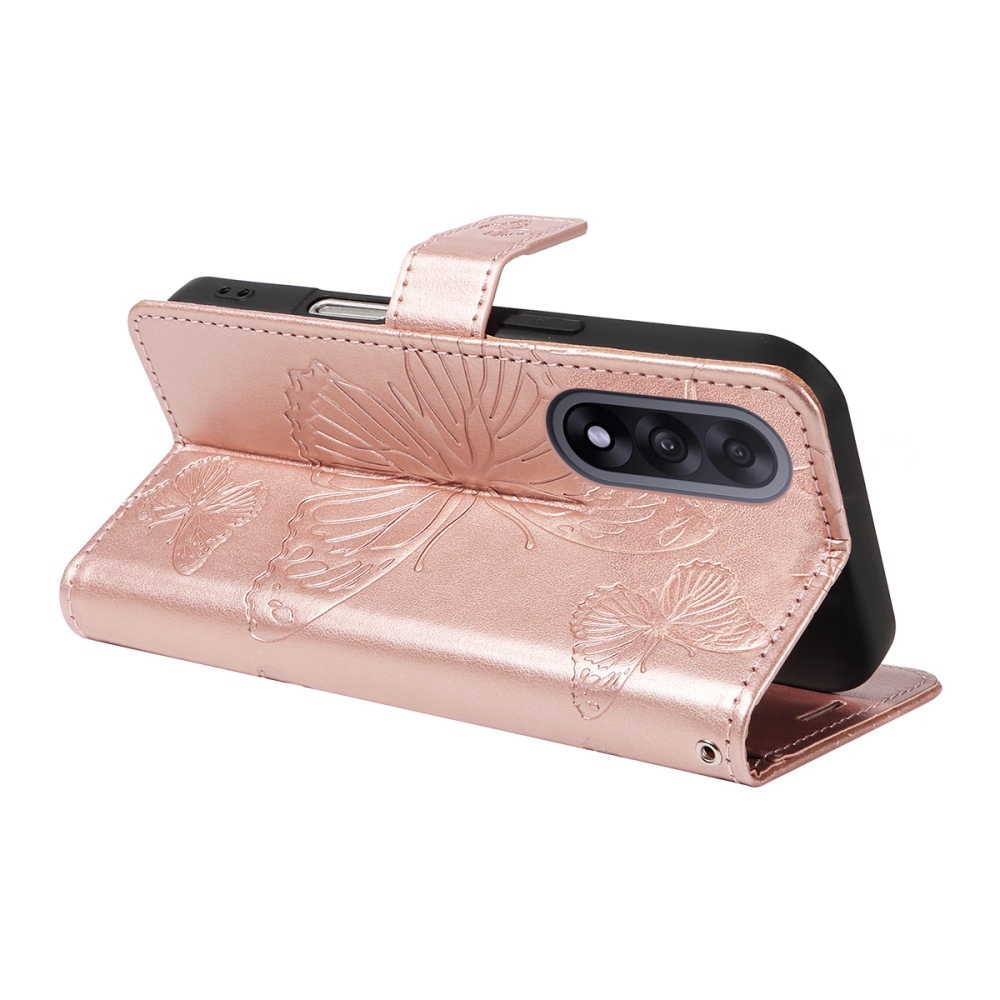 Big Butterfly knížkové pouzdro na OnePlus Nord 5 5G - růžovozlaté