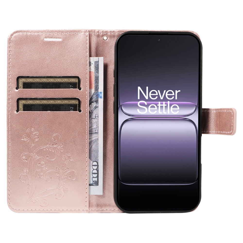 Big Butterfly knížkové pouzdro na OnePlus Nord 5 5G - růžovozlaté