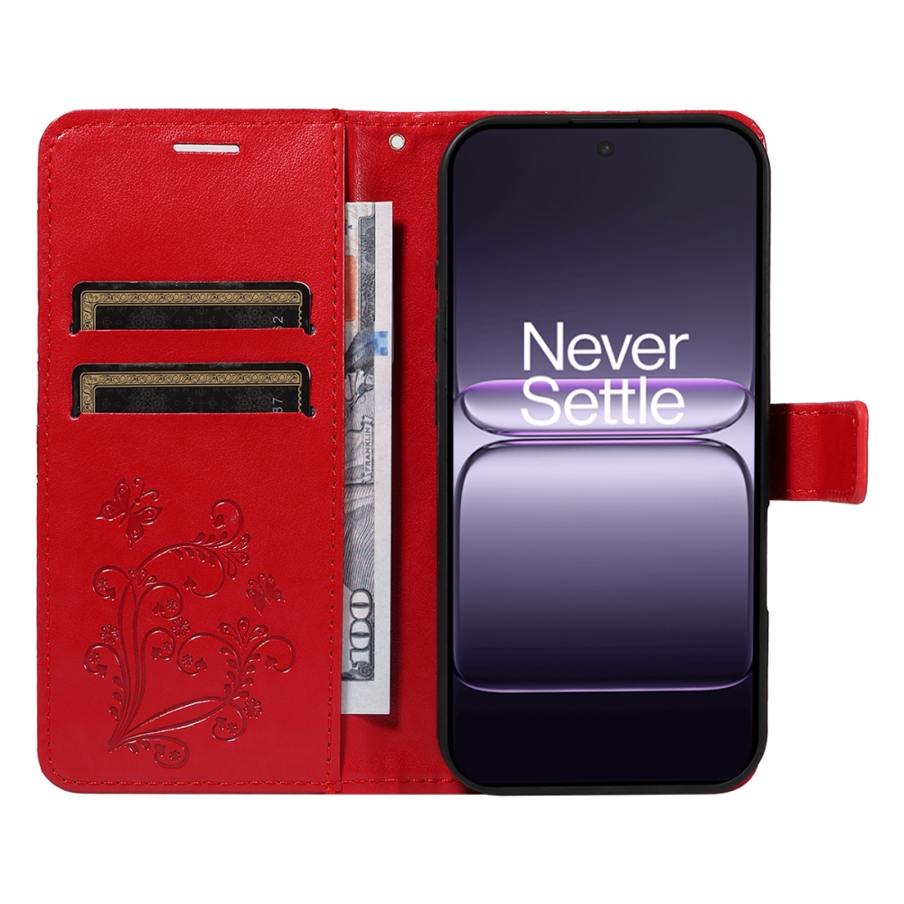 Big Butterfly knížkové pouzdro na OnePlus Nord CE5 5G - červené