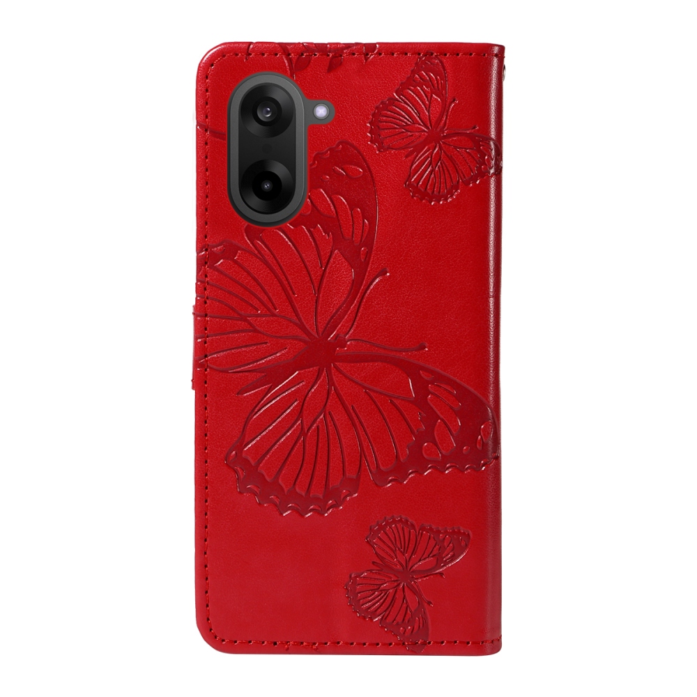 Big Butterfly knížkové pouzdro na OnePlus Nord CE5 5G - červené