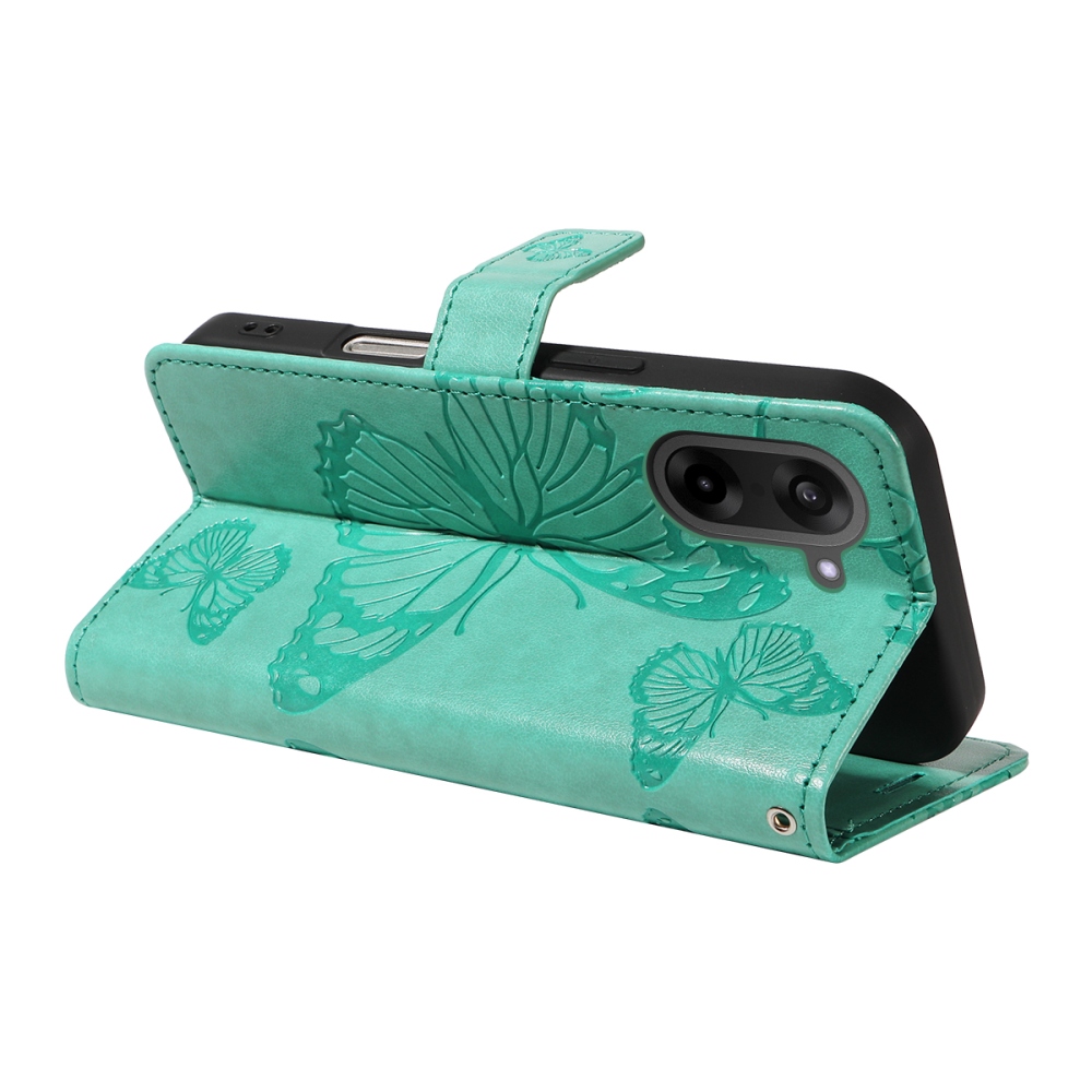 Big Butterfly knížkové pouzdro na OnePlus Nord CE5 5G - modrozelené