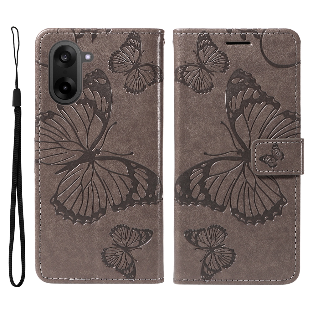 Big Butterfly knížkové pouzdro na OnePlus Nord CE5 5G - šedé