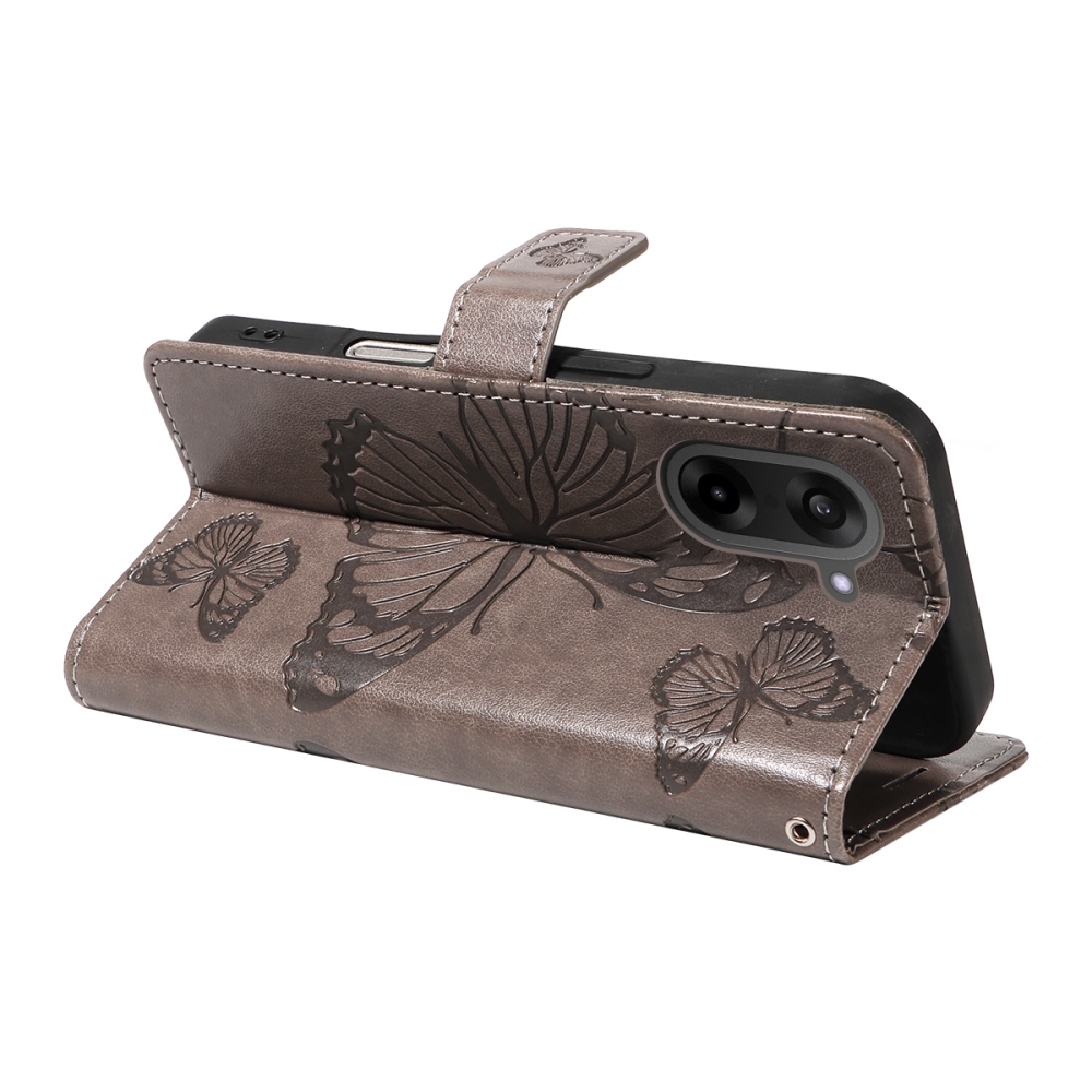Big Butterfly knížkové pouzdro na OnePlus Nord CE5 5G - šedé