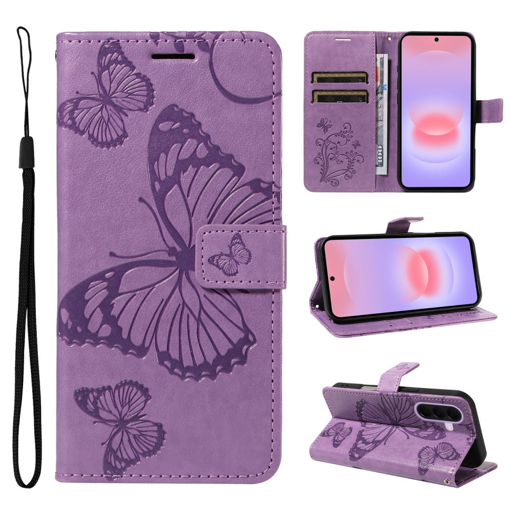 Big Butterfly knížkové pouzdro na Samsung Galaxy A27 - fialové