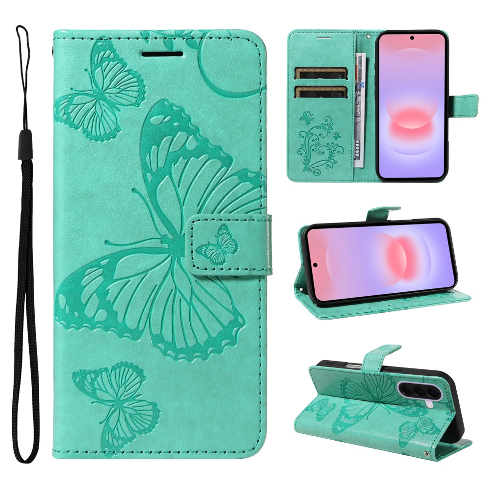 Big Butterfly knížkové pouzdro na Samsung Galaxy A27 - modrozelené