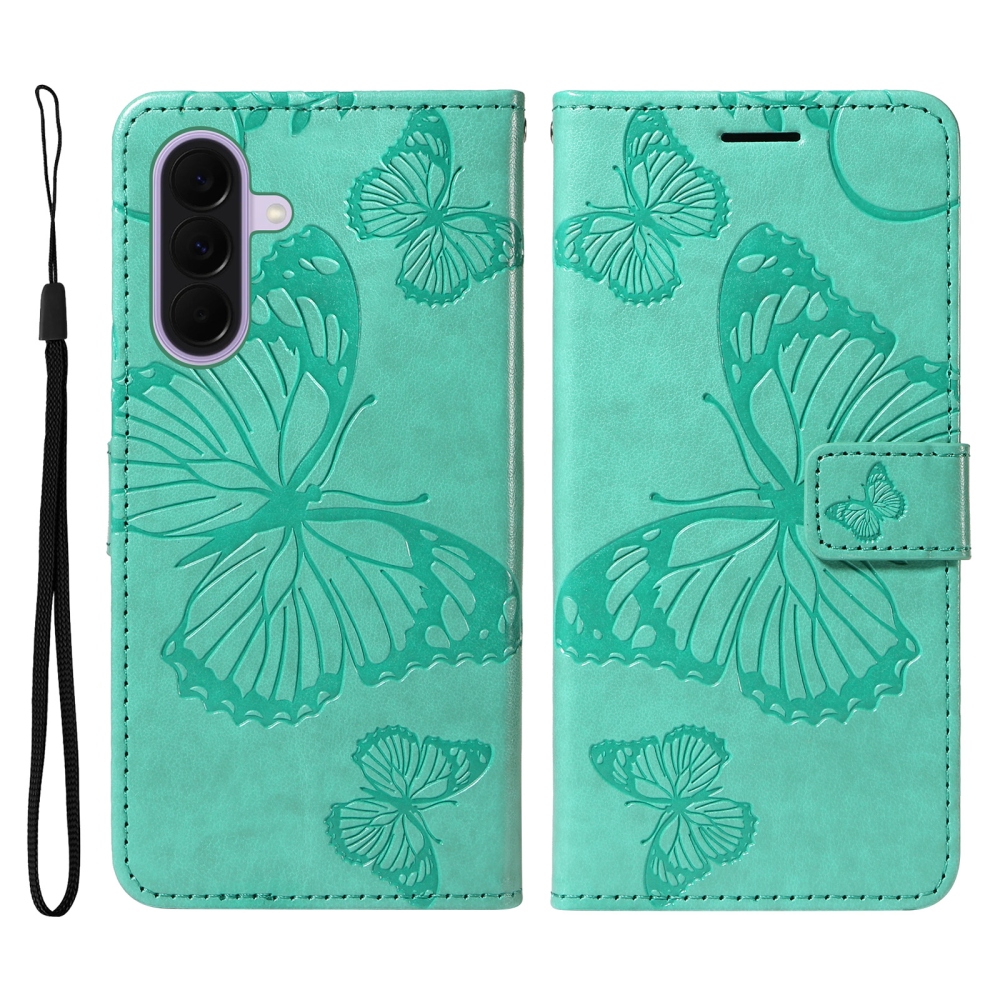 Big Butterfly knížkové pouzdro na Samsung Galaxy A27 - modrozelené