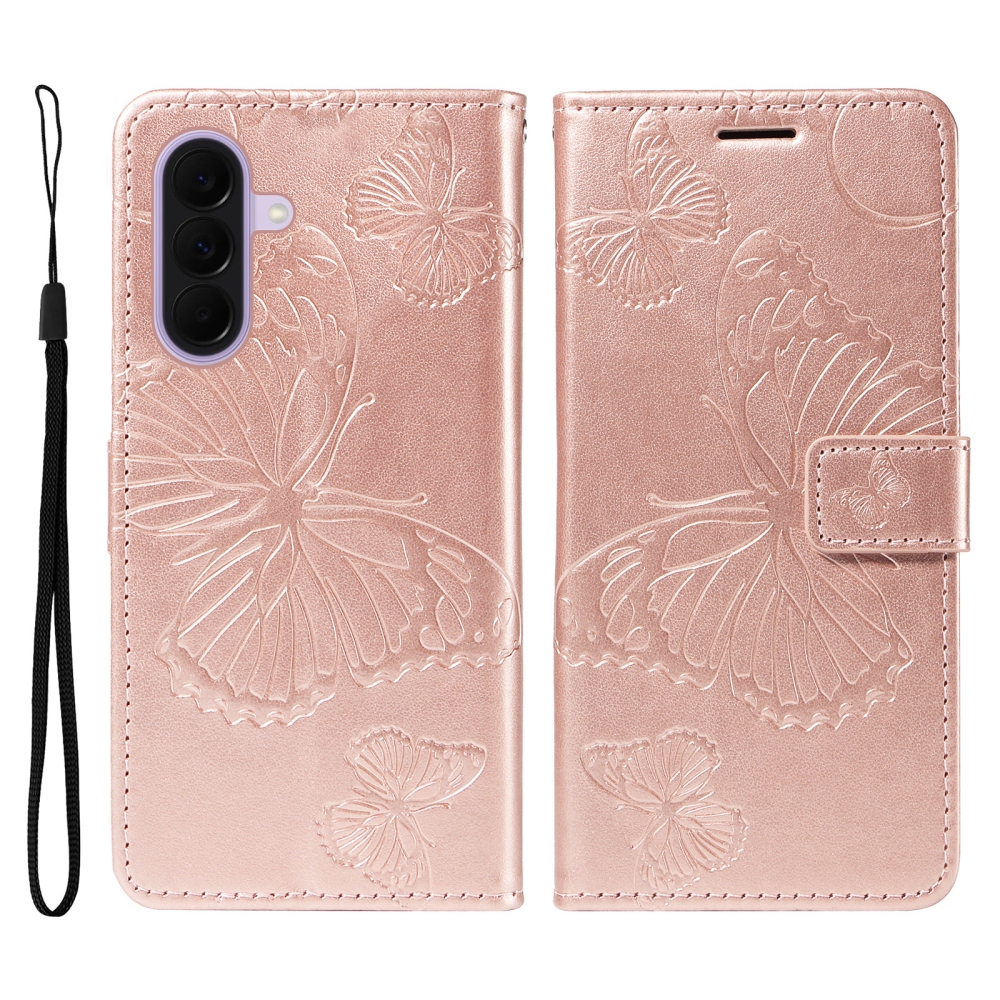 Big Butterfly knížkové pouzdro na Samsung Galaxy A27 - růžovozlaté