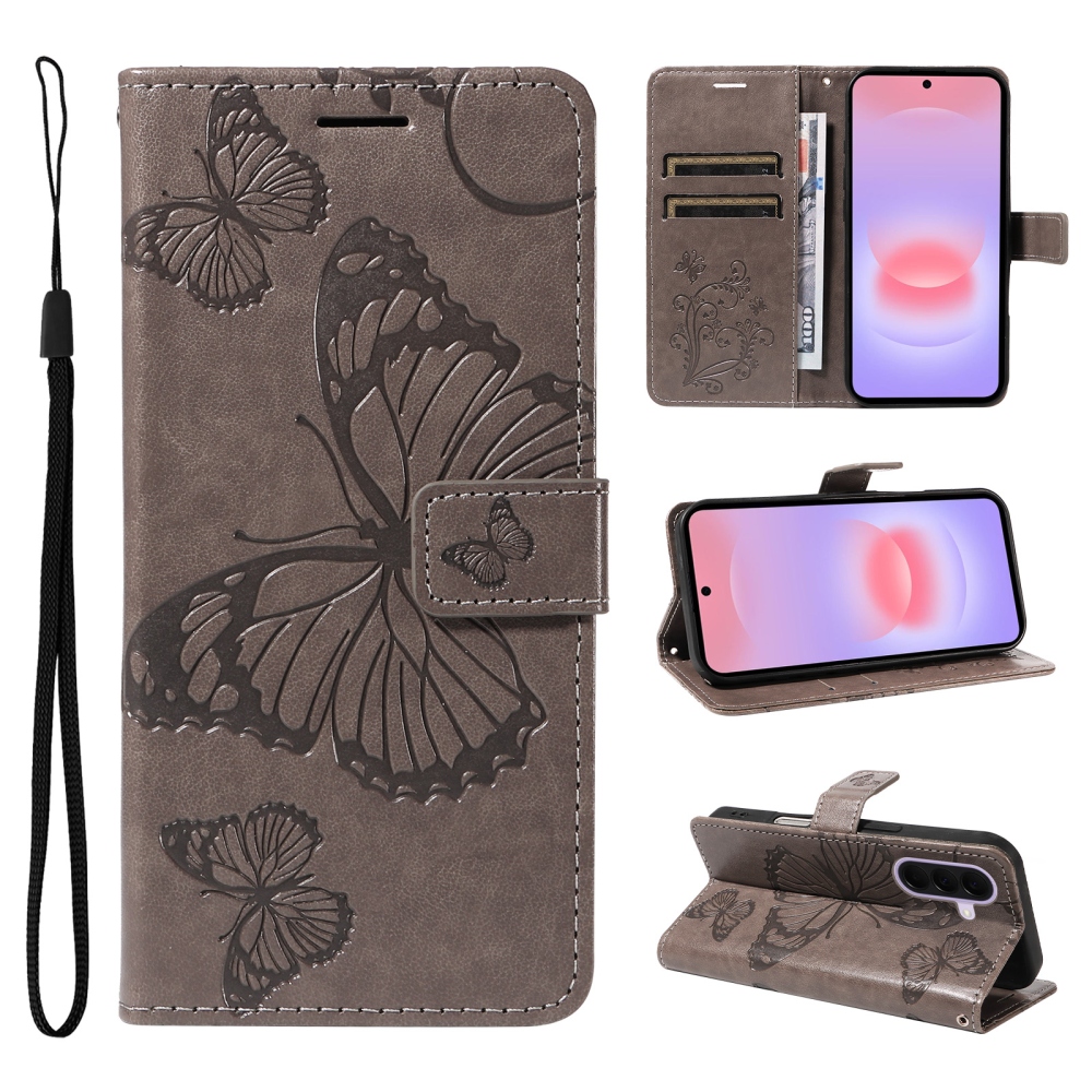 Big Butterfly knížkové pouzdro na Samsung Galaxy A27 - šedé